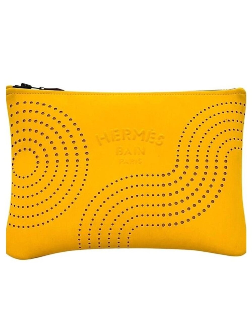 Hermes Pouch Neobain MM Case Polyester Yellow Perforated Logo